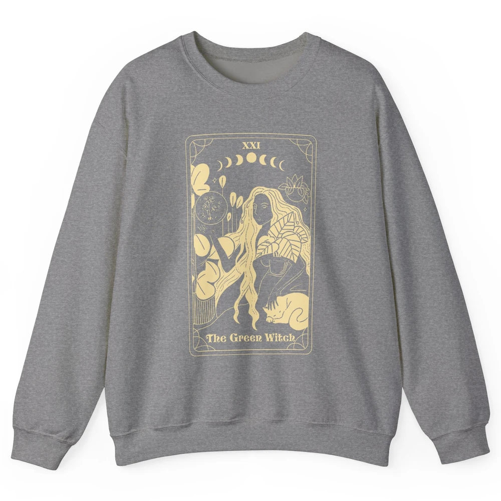 The Green Witch Gardener Tarot Card Halloween Gardening Gift Unisex Crewneck Sweatshirt