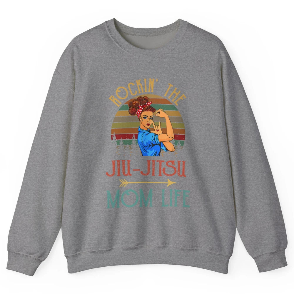 Vintage Messy Bun Jiu Jitsu Mom Life Taekwondo Martial Art Unisex Crewneck Sweatshirt