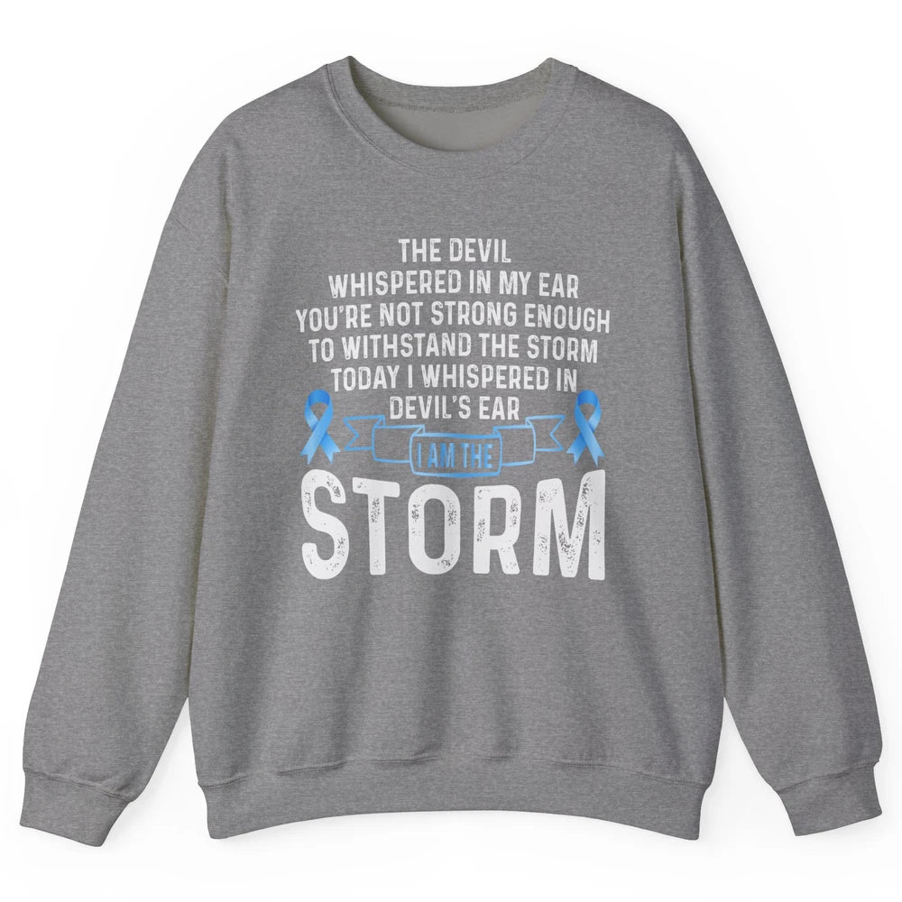 The Storm Retro Warrior Prostate Cancer Month Blue Ribbon Unisex Crewneck Sweatshirt