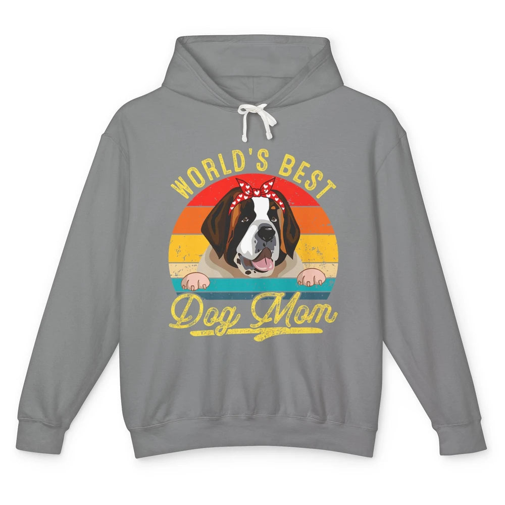 World Best Saint Bernard Dog Mom Funny Sunflower Mothers Day Unisex Lightweight Hoodie