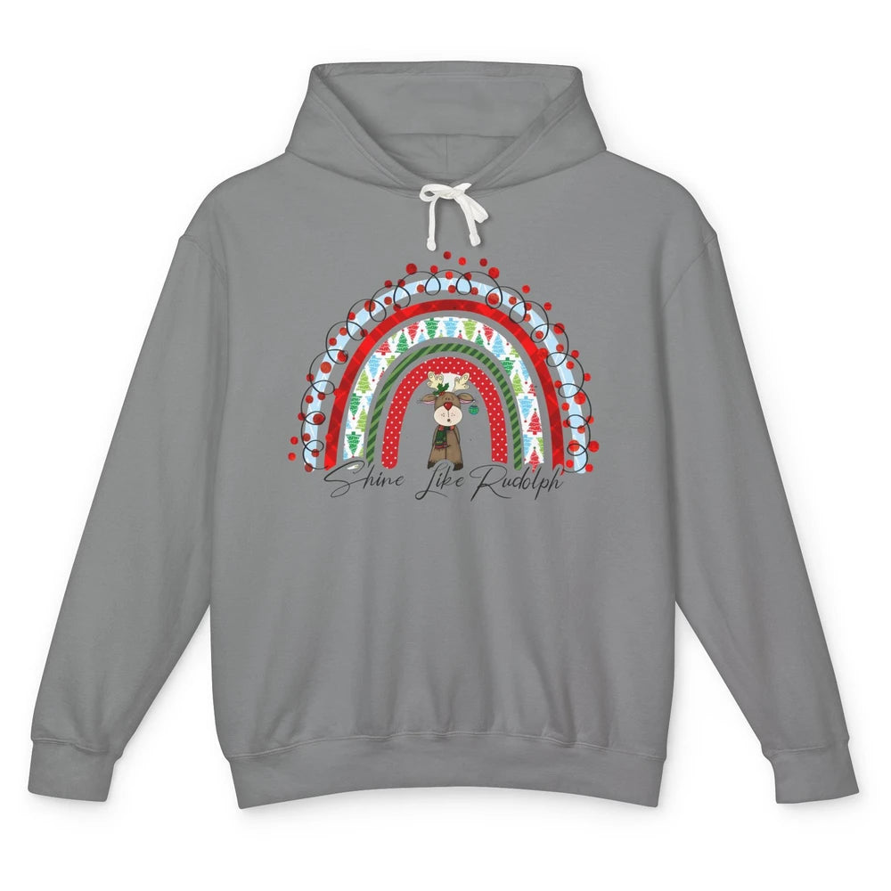 Boho Christmas Tree Rainbow Shine Like Reindeer Christmas Unisex Lightweight Hoodie