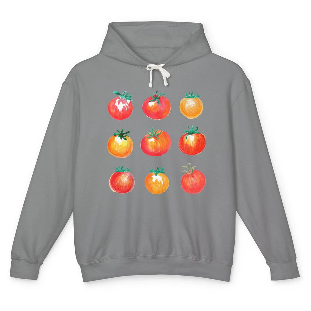 Funny Tomato Pun Hand Draw Tomatoes Watercolor Summer Foodie Unisex Lightweight Hoodie