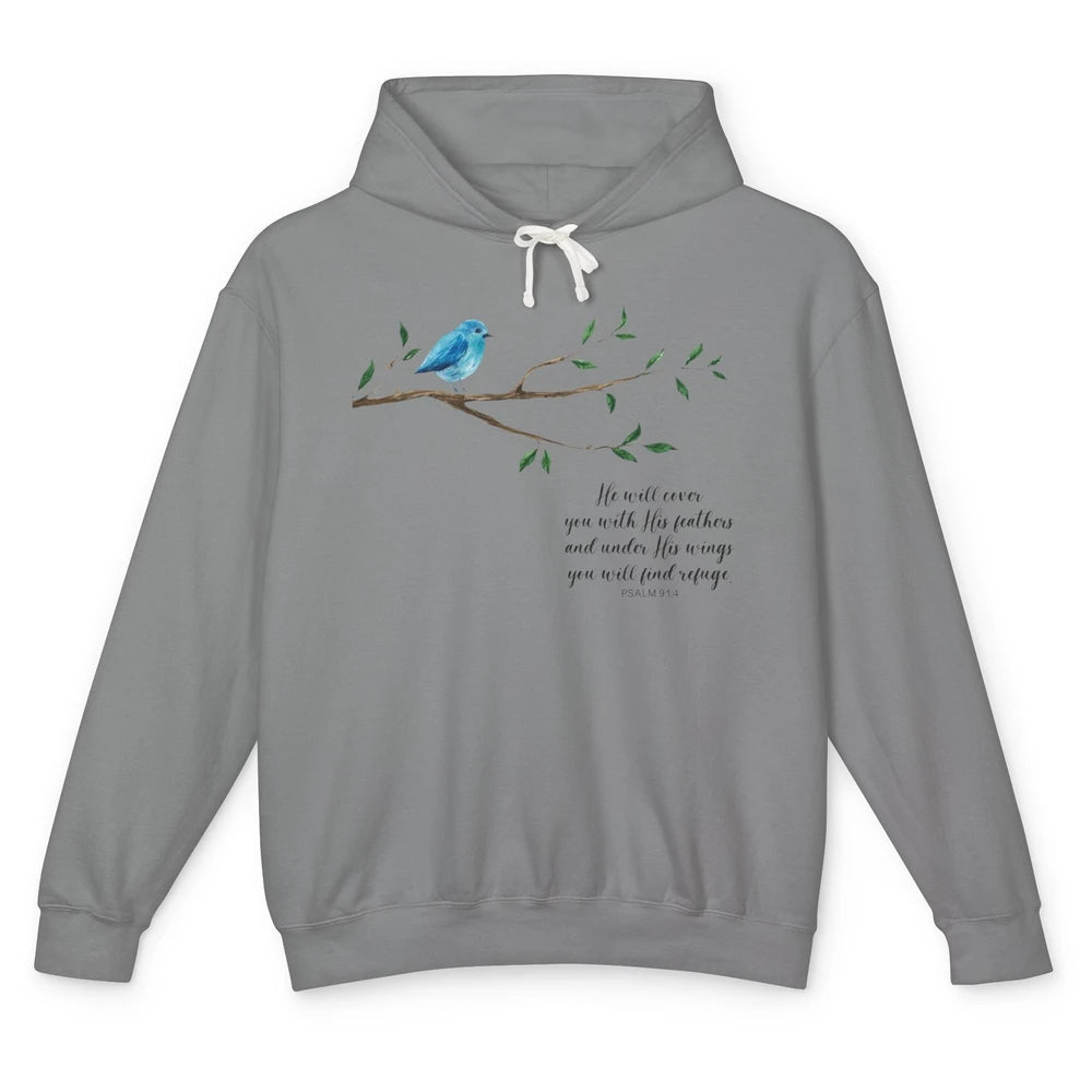 Christian God Cover You With His Feathers Bible Religious Unisex Lightweight Hoodie