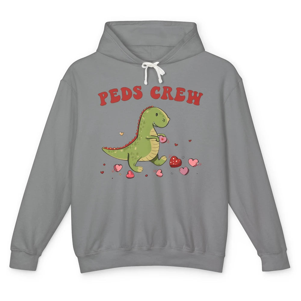 Pediatric Nurse Valentines Dinosaur Peds Crew Valentines Day Unisex Lightweight Hoodie