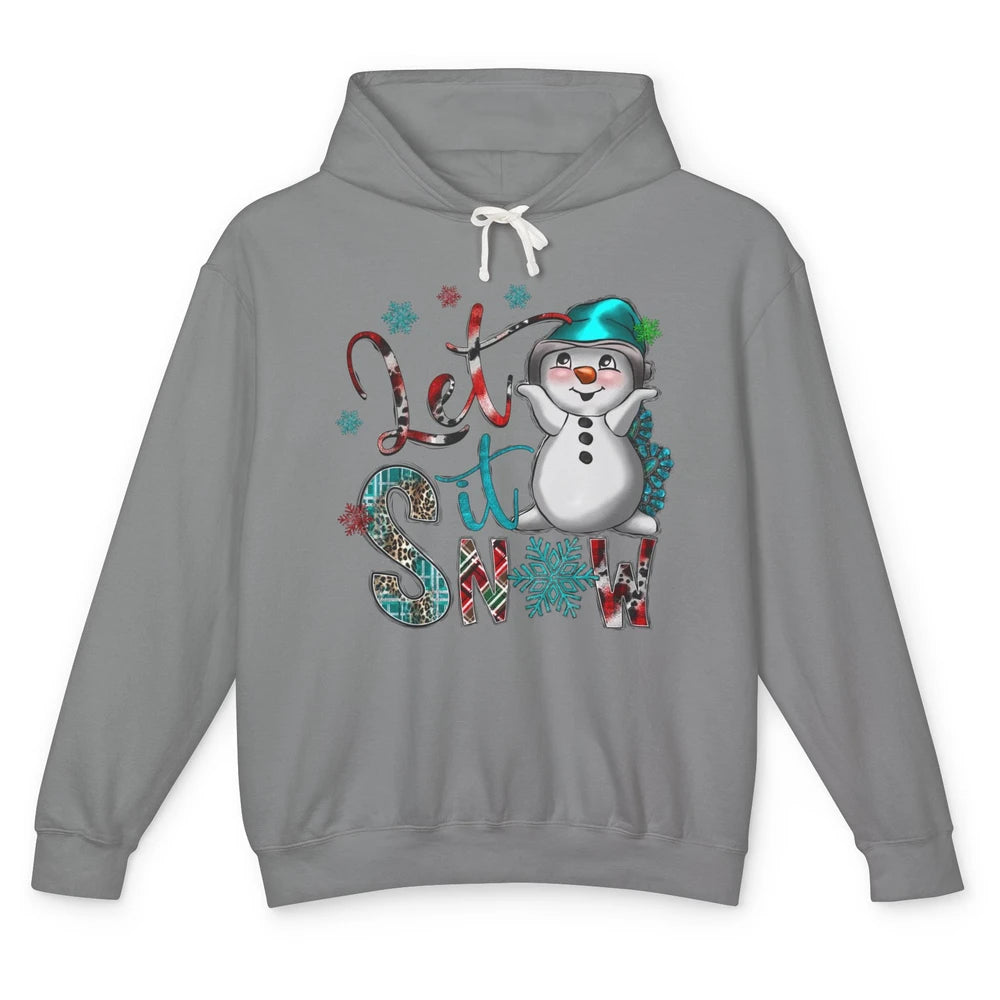 Leopard Snow Man Let It Snow Snowflakes Western Christmas Unisex Lightweight Hoodie