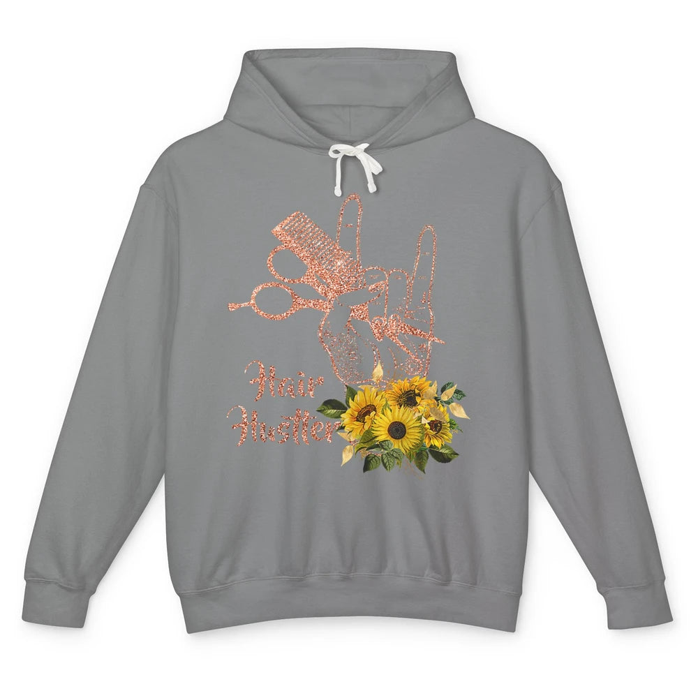 Hair Hustler Sunflower Barber Style Hairstylist Hairdresser Unisex Lightweight Hoodie