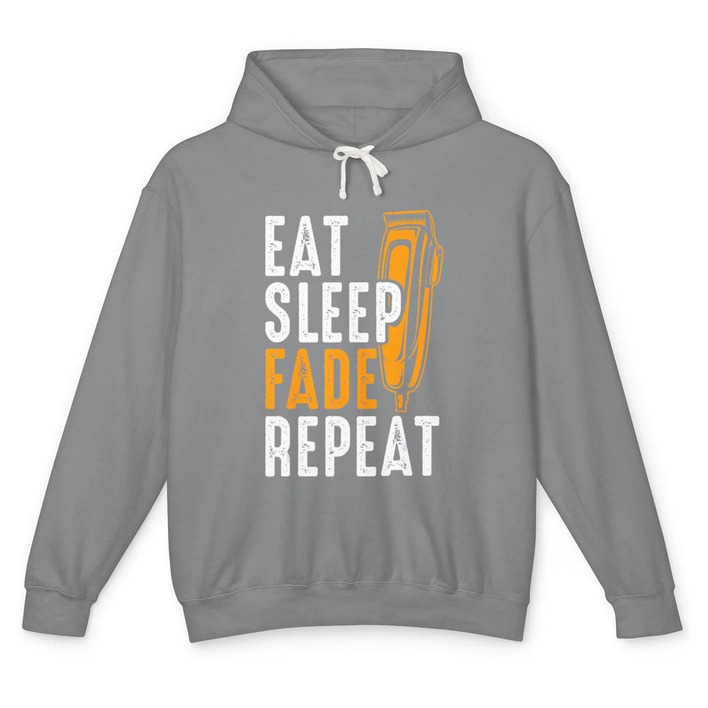 Eat Sleep Fade Repeat Barber Hairstylist Hairdresser Retro Unisex Lightweight Hoodie