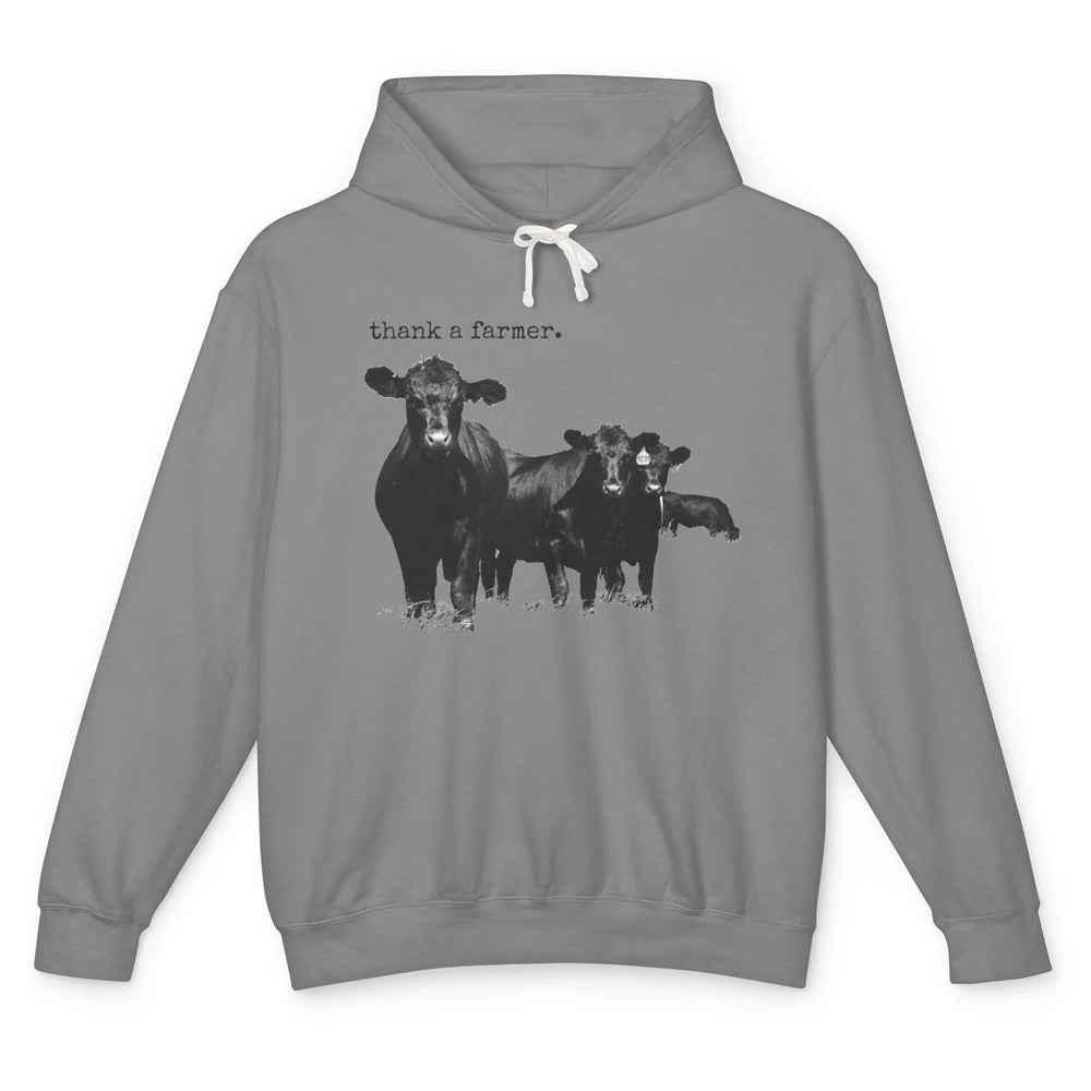 Funny Cow Gang Thank A Farmer Farm Animals Cattles Western Unisex Lightweight Hoodie