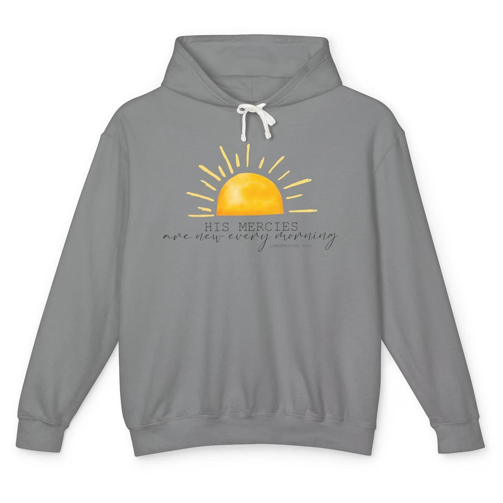 Retro Sunshine His Mercies Are New Every Morning Christian Unisex Lightweight Hoodie