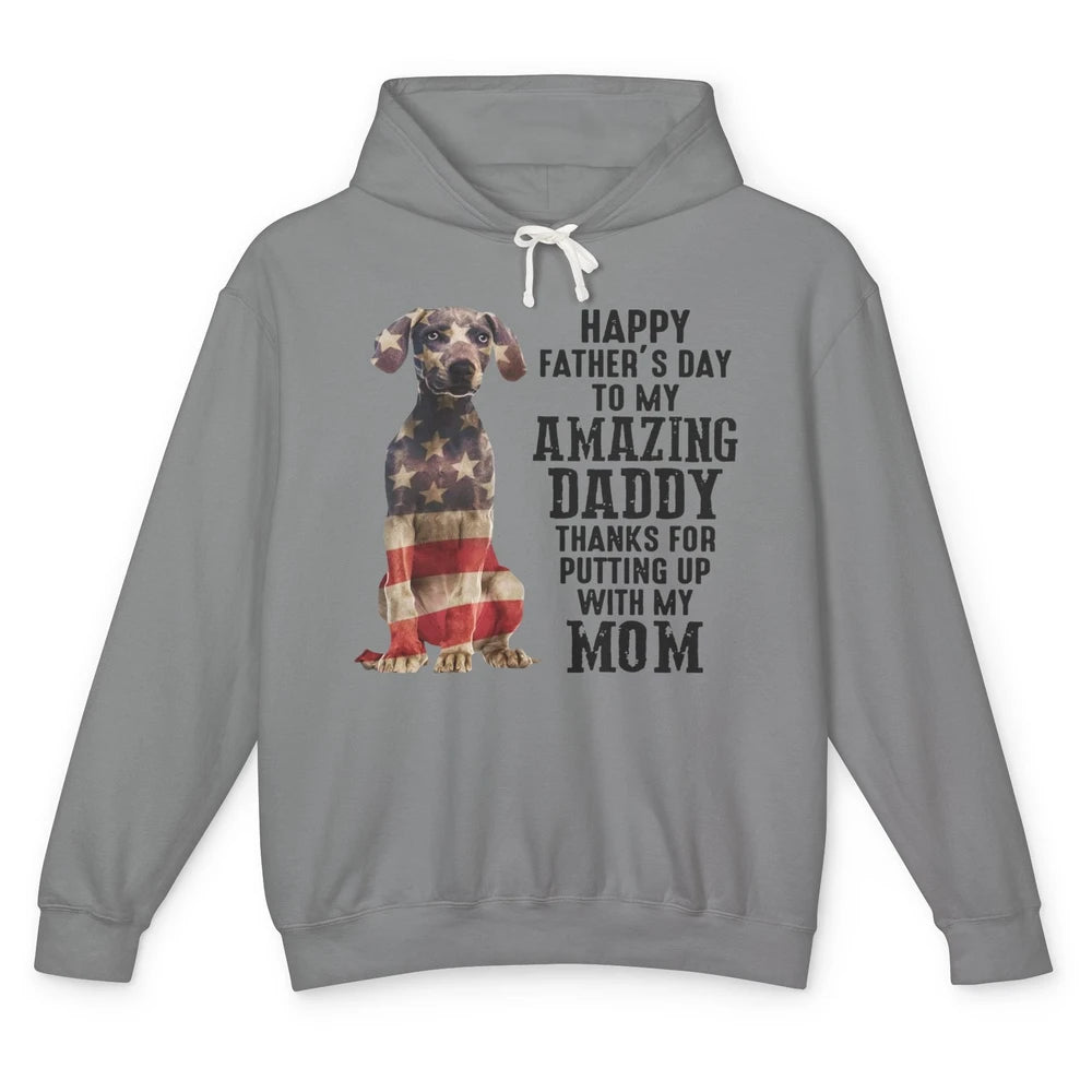 US Flag Weimaraner Dad Happy Fathers Day To My Amazing Daddy Unisex Lightweight Hoodie