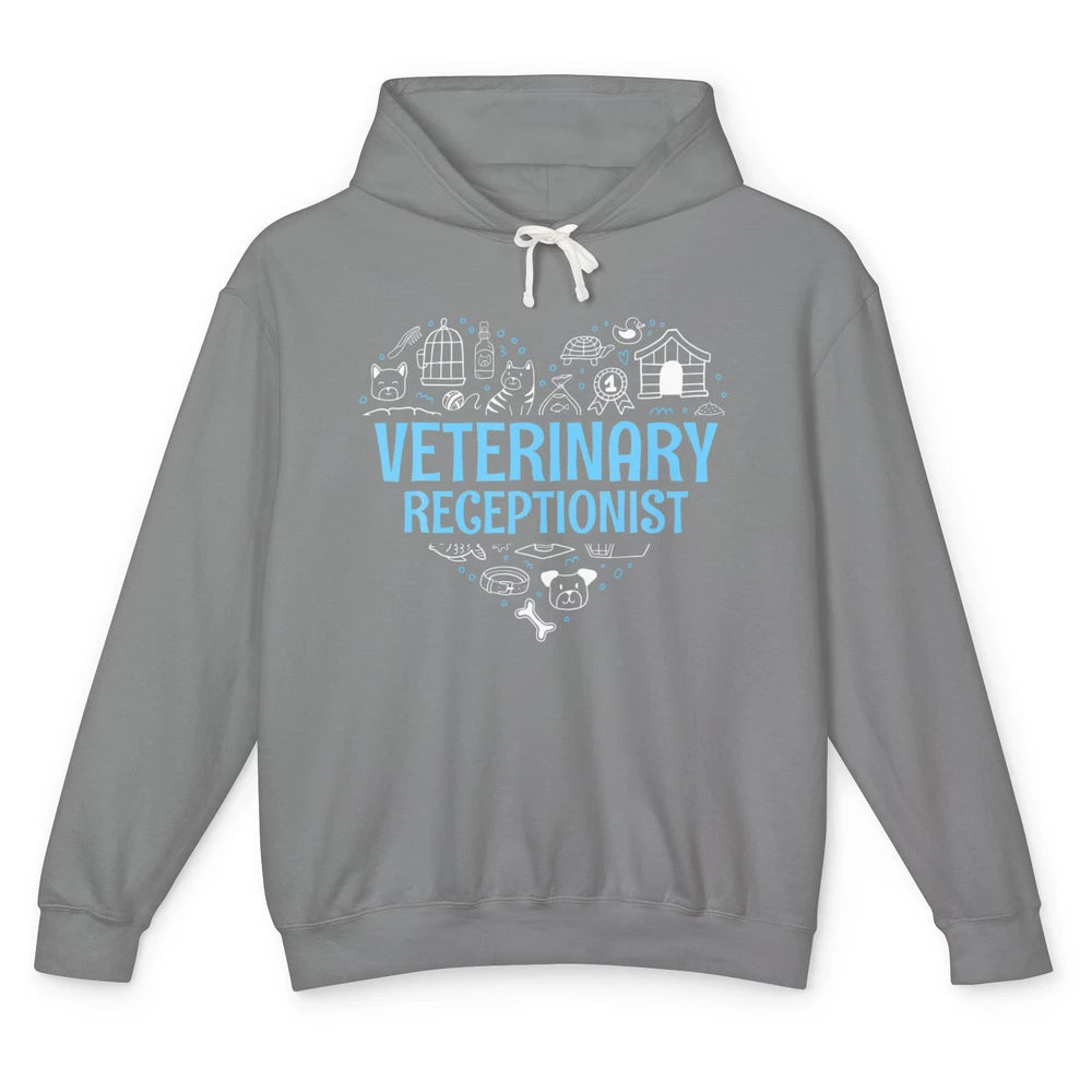 Veterinary Receptionist Vet Secretary Animal Pet Heart Love Unisex Lightweight Hoodie