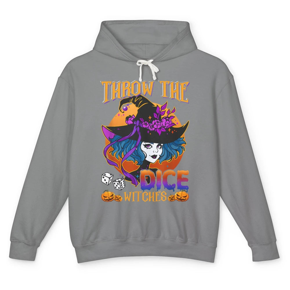 Retro Throw The Dice Witches Bunco Halloween Pumpkin Gothic Unisex Lightweight Hoodie