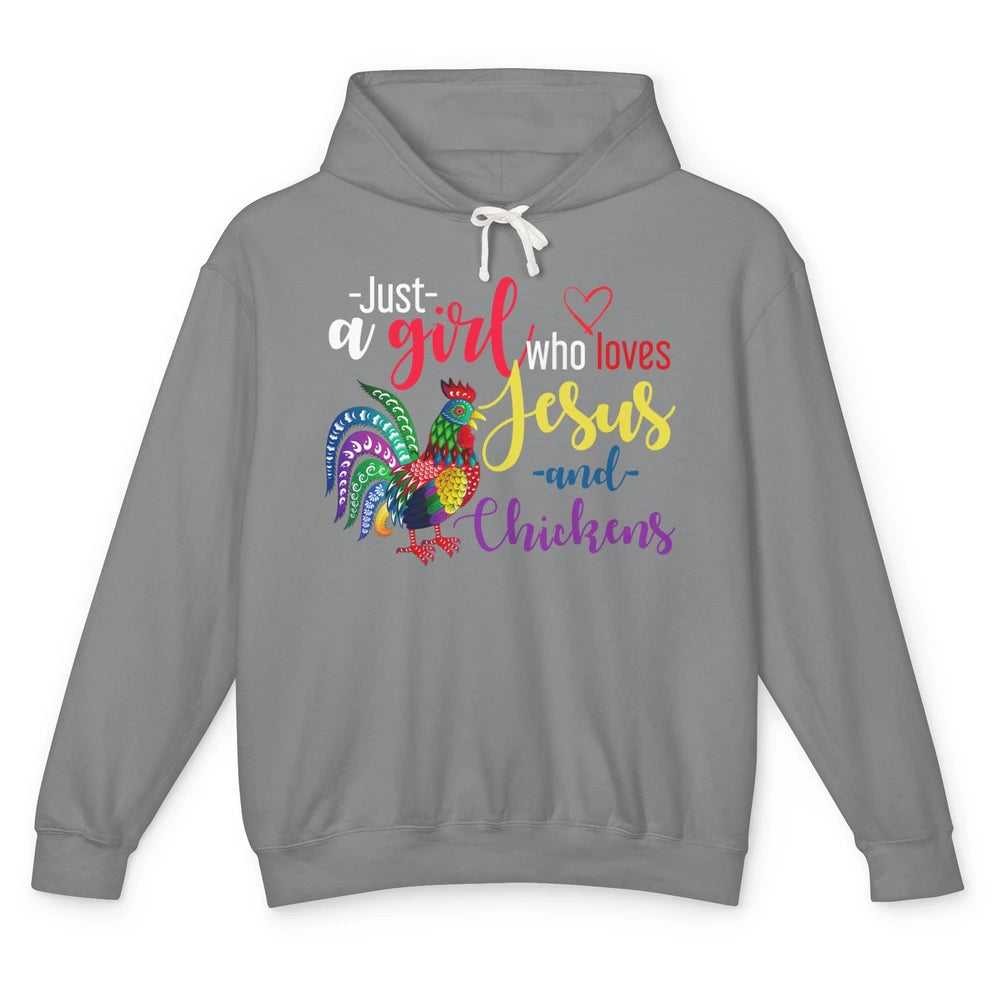 Just A Girl Loves Christian Chicken Farmer Jesus Christ God Unisex Lightweight Hoodie