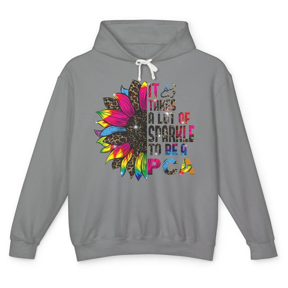 Leopard Sunflower Patient Care It Takes Sparkle To Be A PCA Unisex Lightweight Hoodie