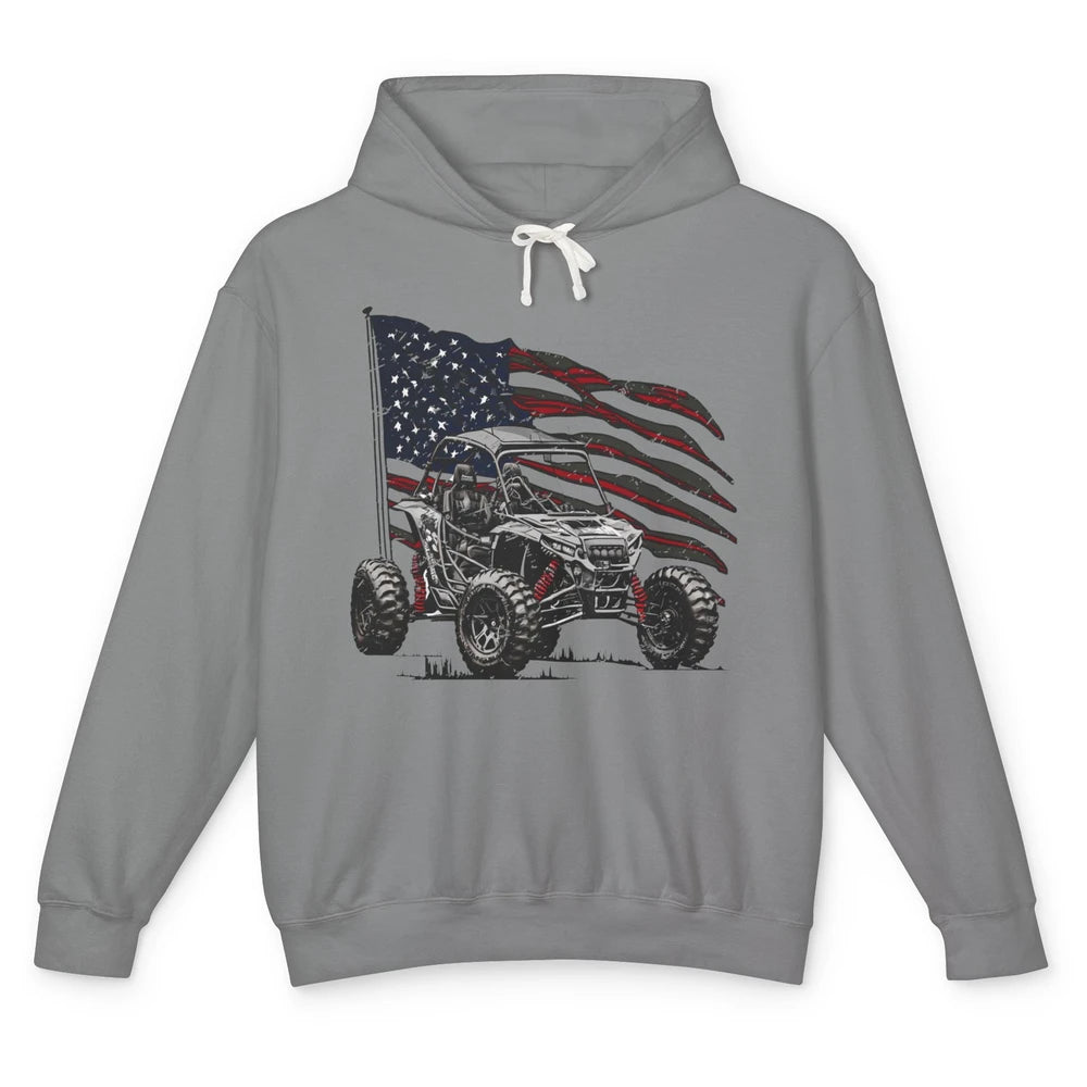 US Flag ATV UTV Rider July 4th American Patriotic Mud Riding Unisex Lightweight Hoodie