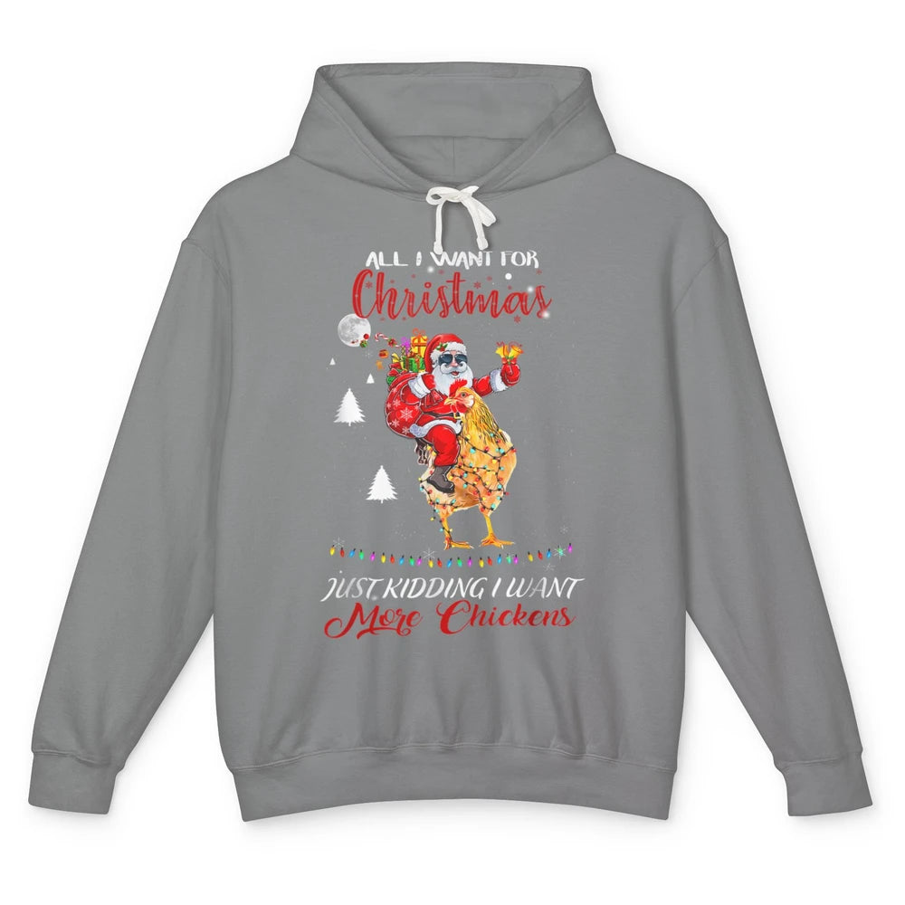 Merry Christmas Funny Santa Claus Riding Chicken Xmas Vibes Unisex Lightweight Hoodie