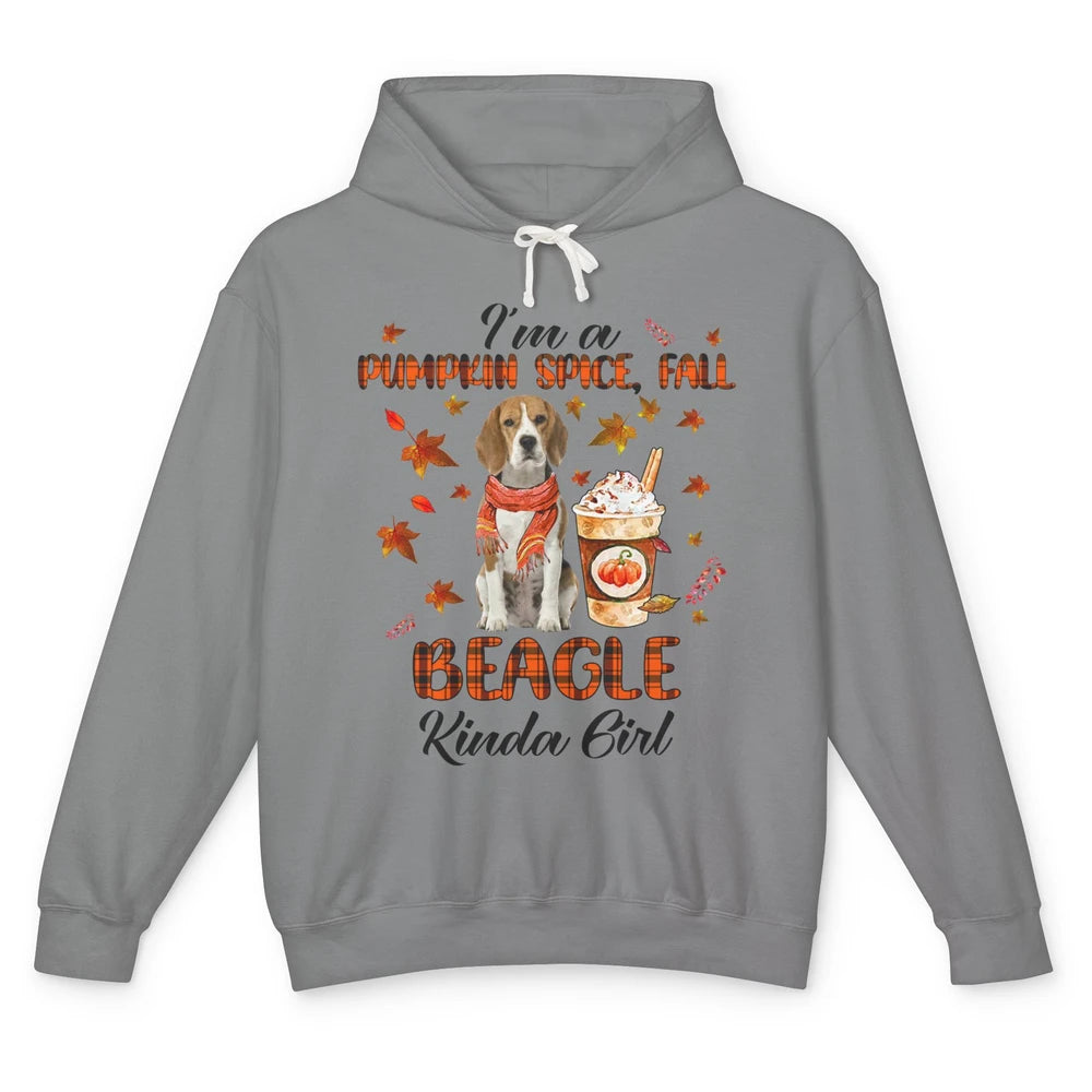 I'm A Pumpkin Spice Fall And Beagle Kinda Girl Fall Leaves Unisex Lightweight Hoodie