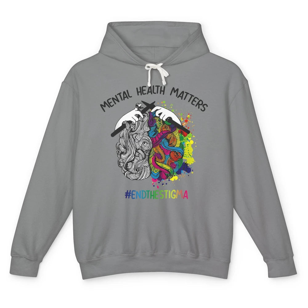 Brain Knitting Mental Health Matters Awareness Crochet Quilt Unisex Lightweight Hoodie