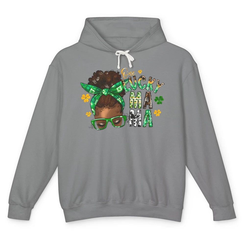 One Lucky Mama Afro Mom St Patrick's Day Black Mother Gift Unisex Lightweight Hoodie