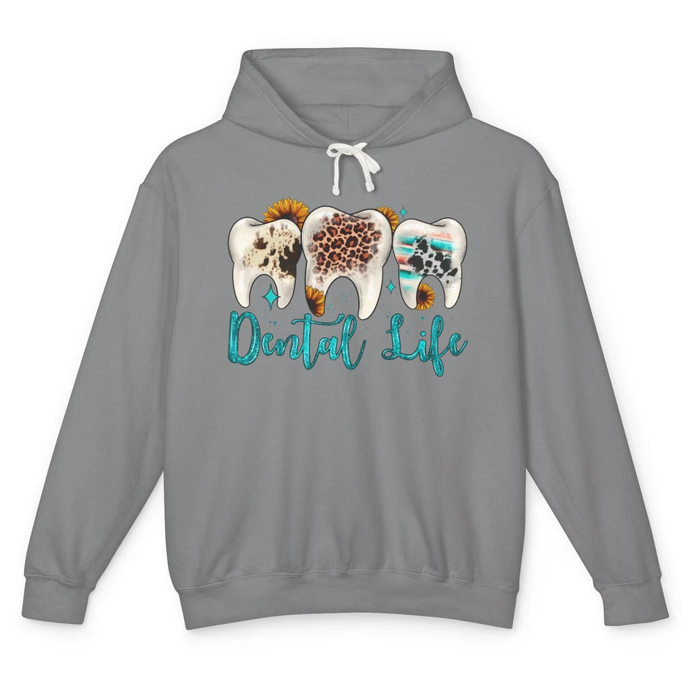 Western Dental Life Tooth Leopard Flower Dentist Hygienist Unisex Lightweight Hoodie