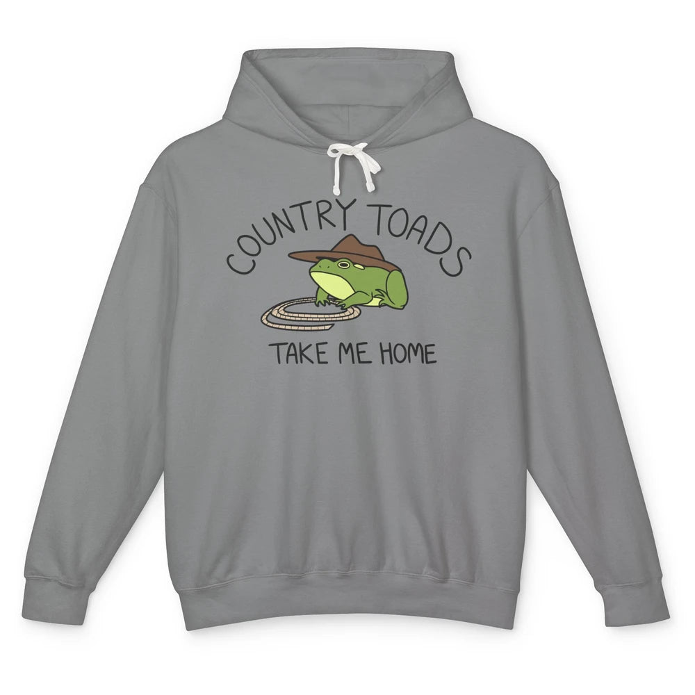 Country Toads Take Me Home Funny Frog Country Cowboy Frog Unisex Lightweight Hoodie