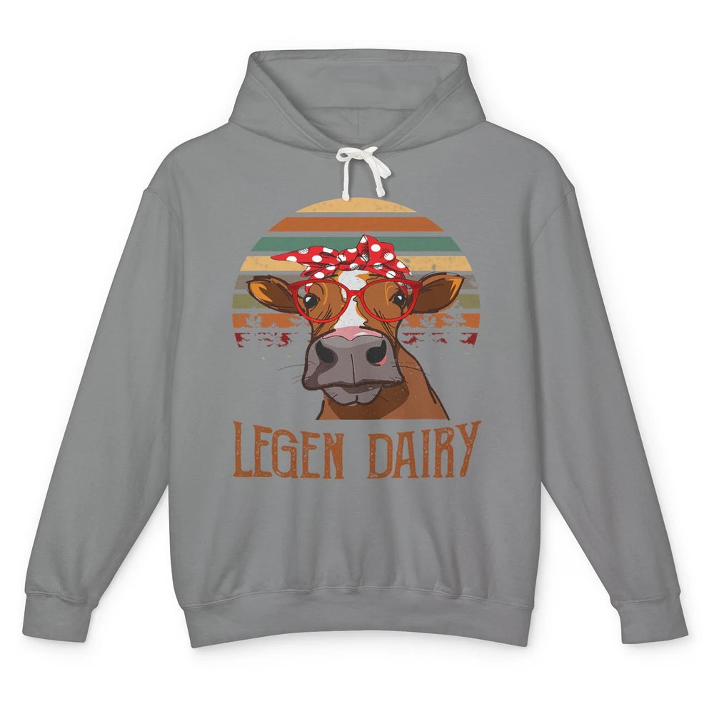 Retro Funny Highland Cow Legend Dairy Heifer Farm Animal Unisex Lightweight Hoodie