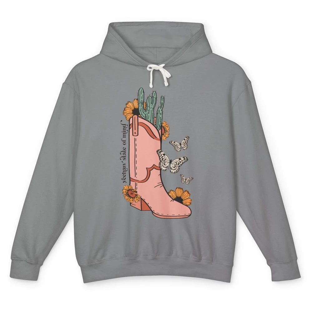 Yeehaw State of Mind Western Cowgirl Boot Desert Sunflower Unisex Lightweight Hoodie