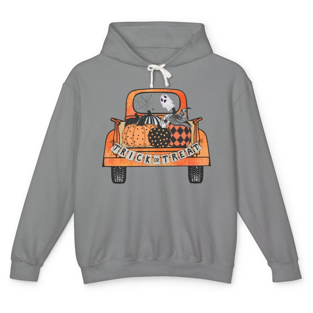 Retro Fall Pumpkin Truck Fall Halloween Trick Or Treat Gift Unisex Lightweight Hoodie