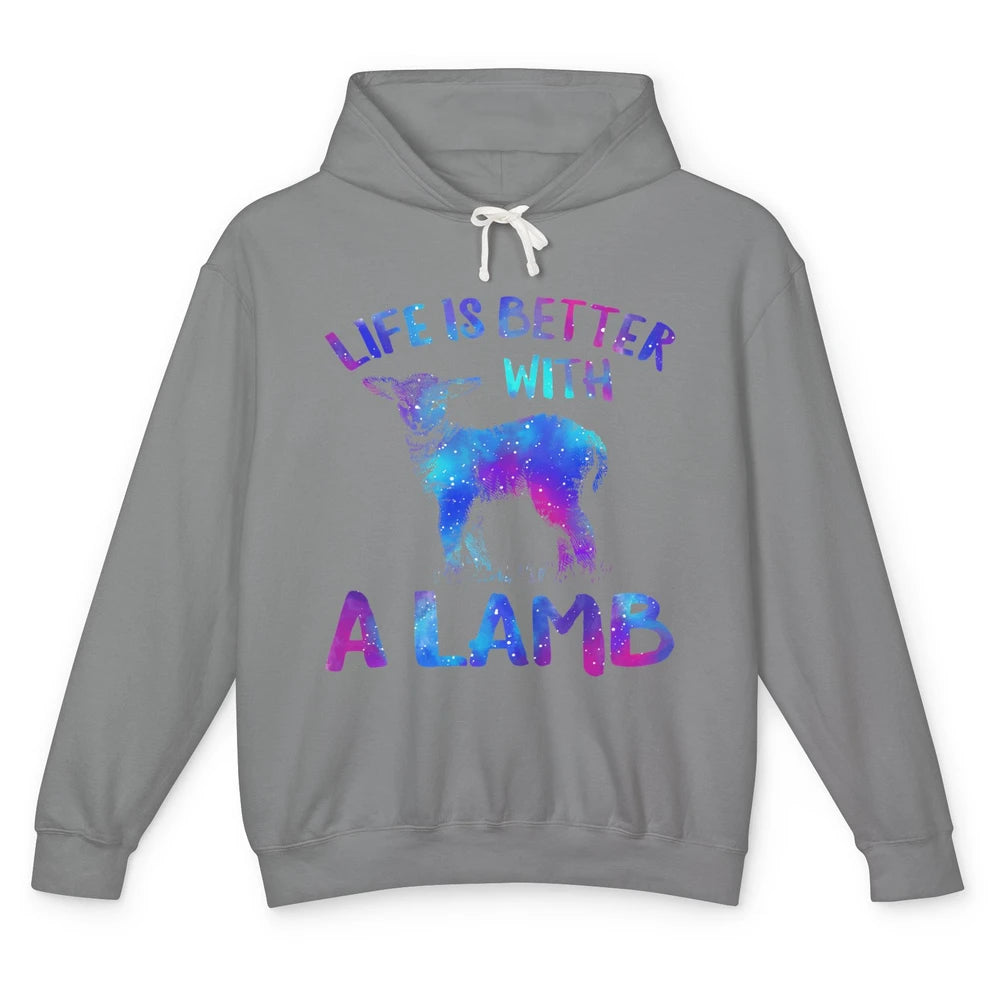 Life Better With Lamb Baby Sheep Shepherd Farm Animal Farmer Unisex Lightweight Hoodie