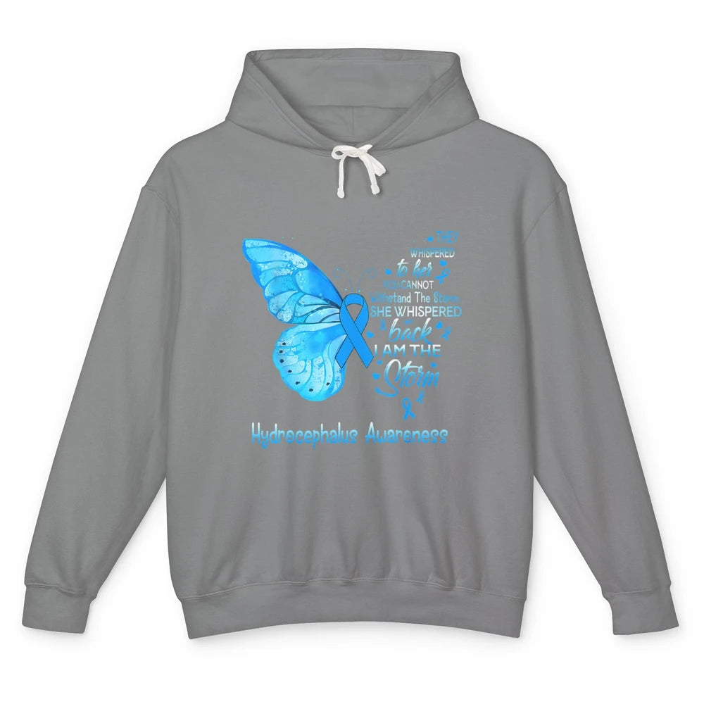 The Storm Butterfly Blue Warrior Hydrocephalus Cancer Month Unisex Lightweight Hoodie