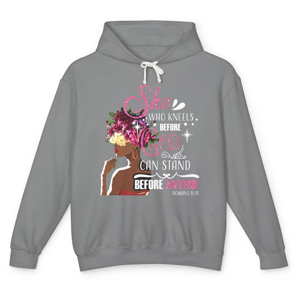 Black Girl She Who Kneels Before God Christian Afro Women Unisex Lightweight Hoodie