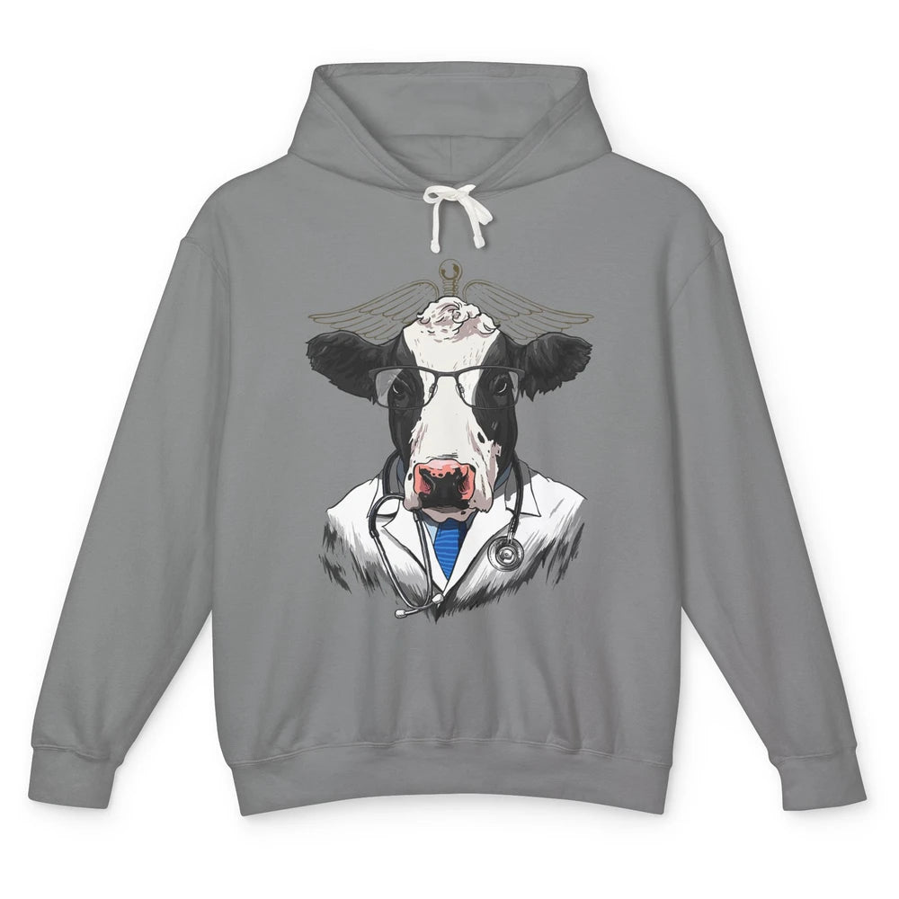 Funny Cow Vet Doctor Physician Surgeon Vet Tech Veterinarian Unisex Lightweight Hoodie