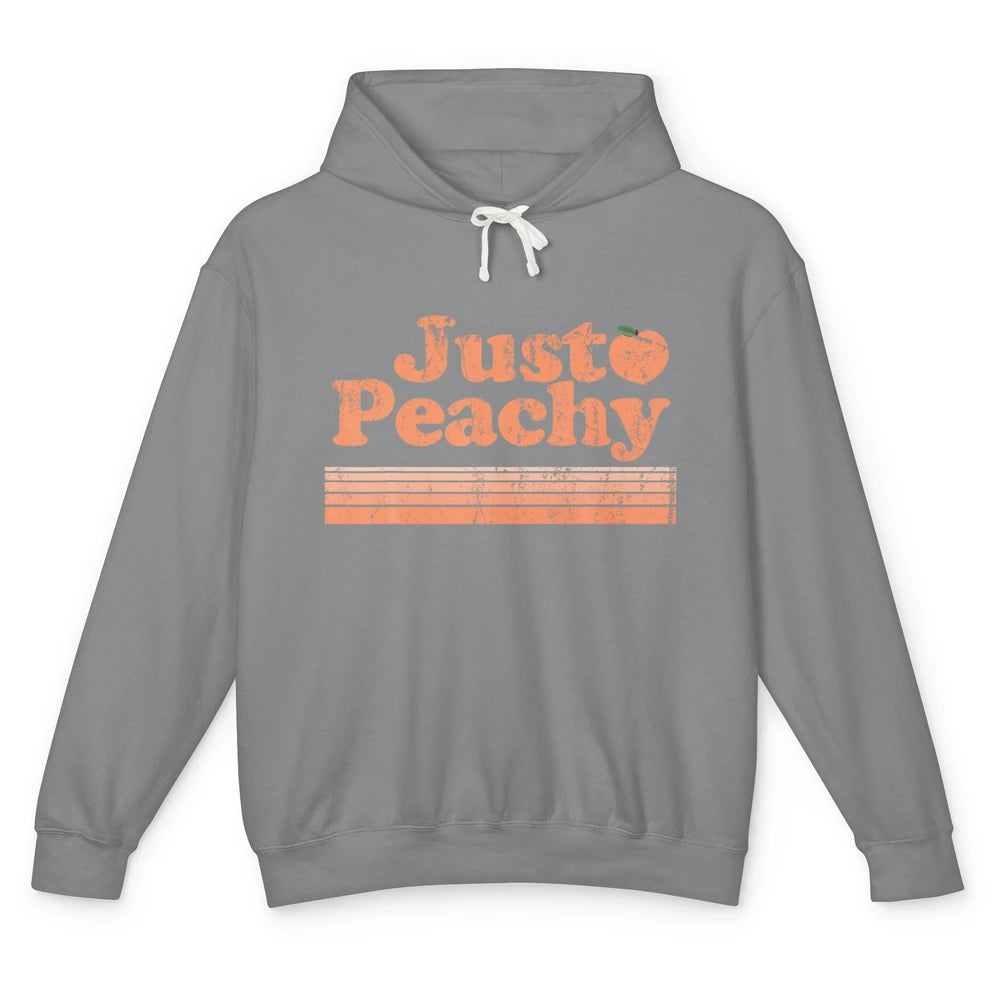 Just Peachy Retro 70s Georgia Peaches Summer Fruit Vegan Unisex Lightweight Hoodie