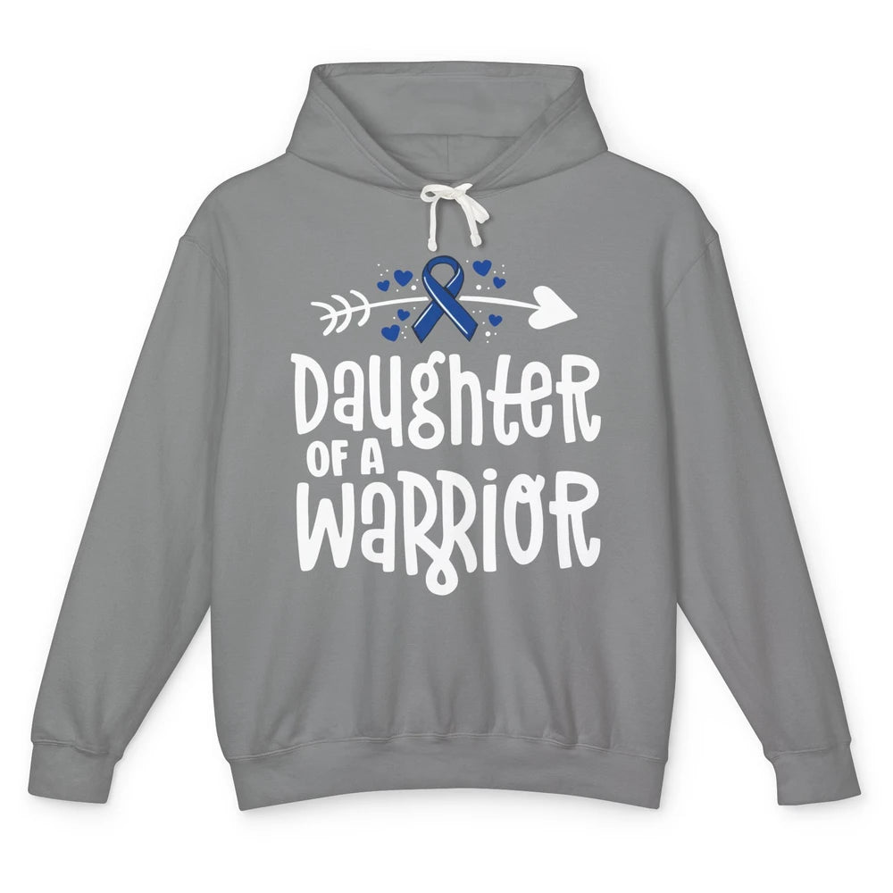 Warrior Daughter Colon Cancer Colorectal Dark Blue Ribbon Unisex Lightweight Hoodie