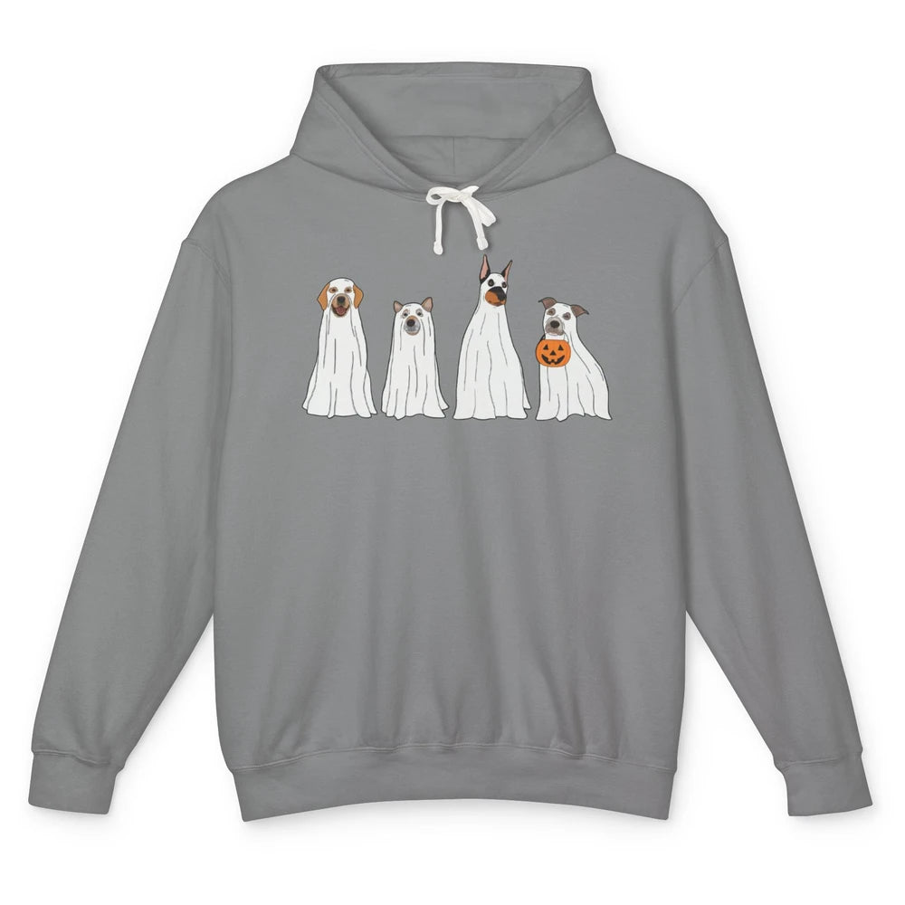 Halloween Dog Ghost Pumpkin Spooky Season Funny Dog Lovers Unisex Lightweight Hoodie