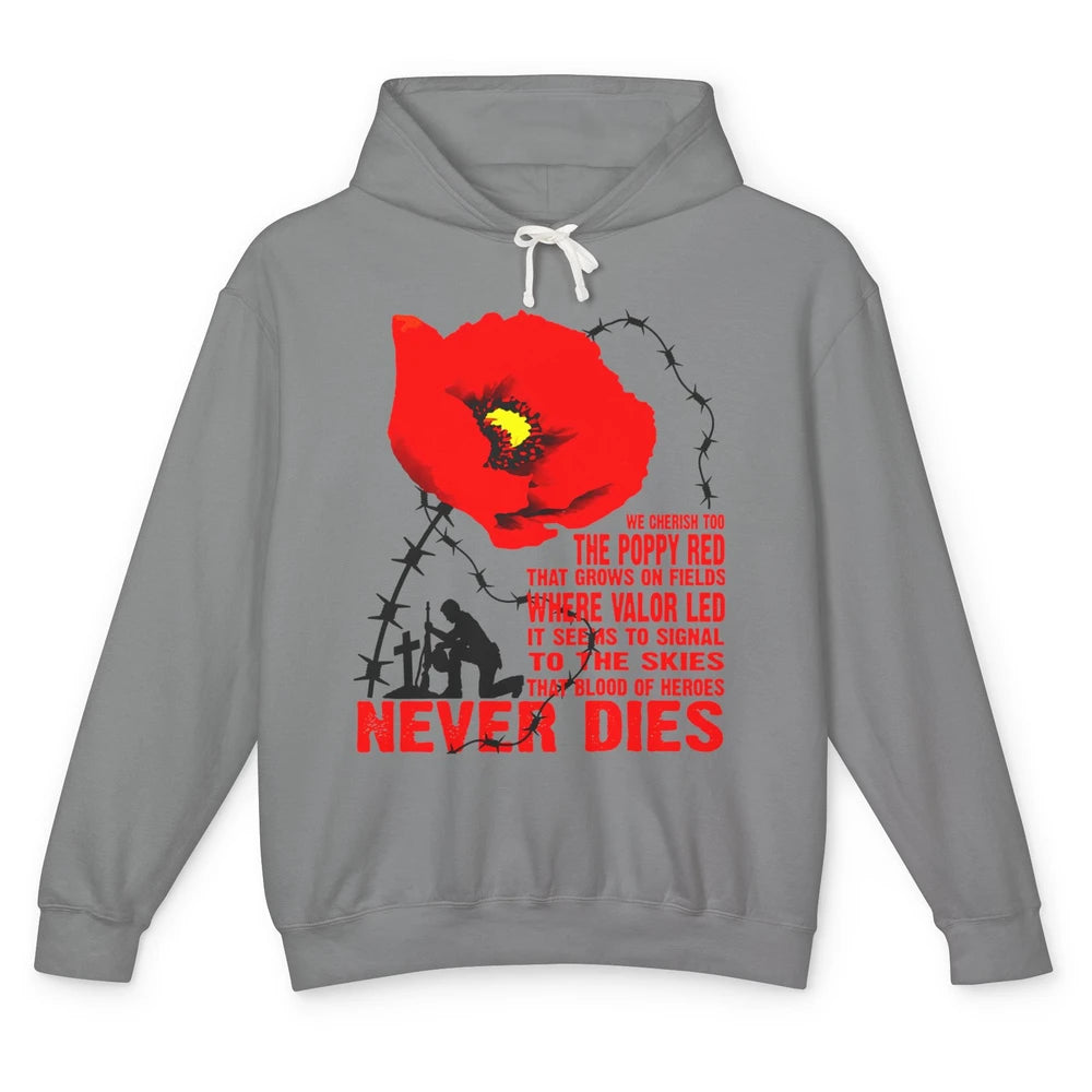 Memorial Day We Cherish Too The Poppy Red US Pride Gift Unisex Lightweight Hoodie