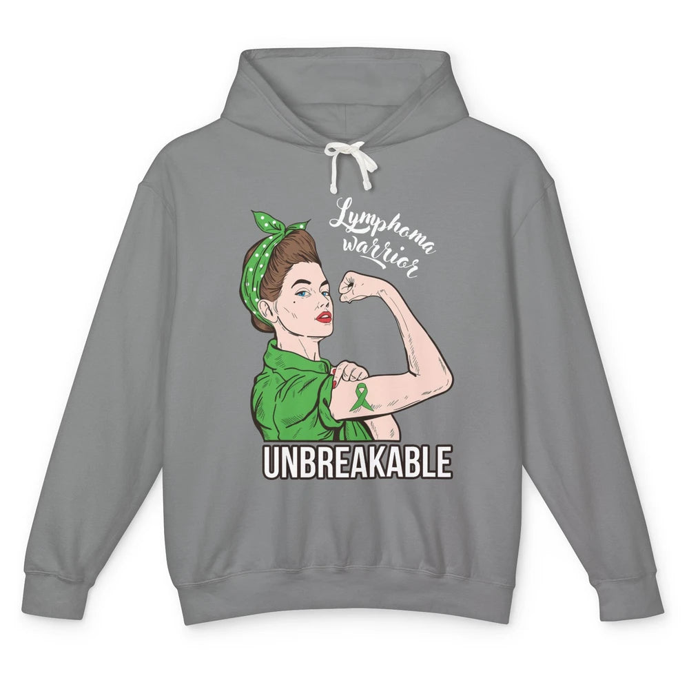 Lymphoma Cancer Warrior Unbreakable Power Women Awareness Unisex Lightweight Hoodie