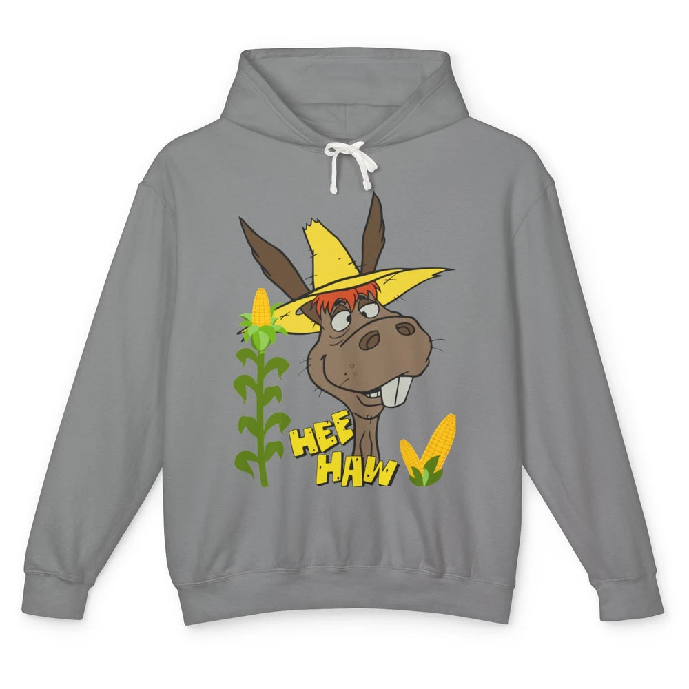 Funny Donkey Face Hee Haw Farming Life Farm Animal Corn Life Unisex Lightweight Hoodie