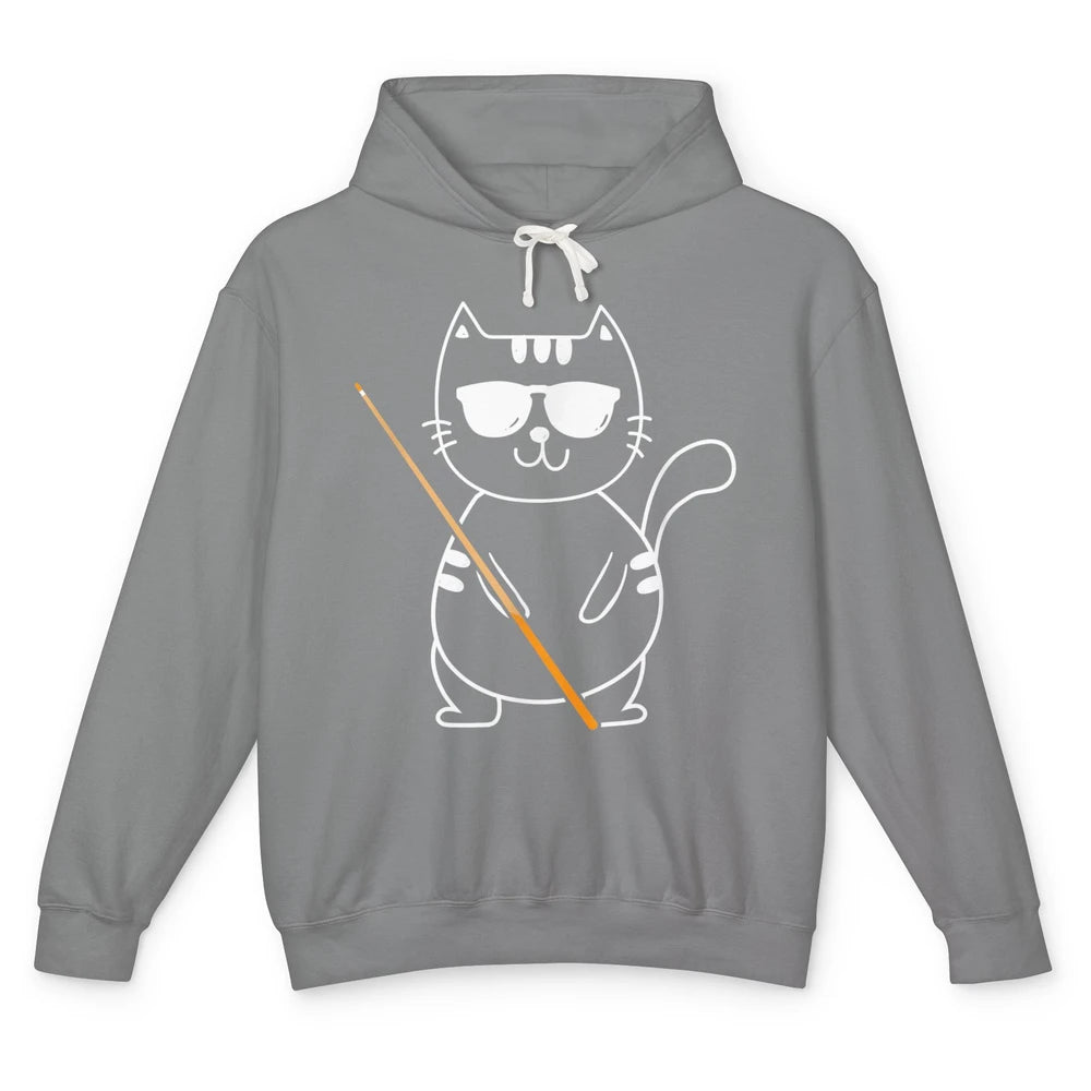 Pool Player Cool Cat Sunglasses Eight Balls Pool Snooker Pun Unisex Lightweight Hoodie