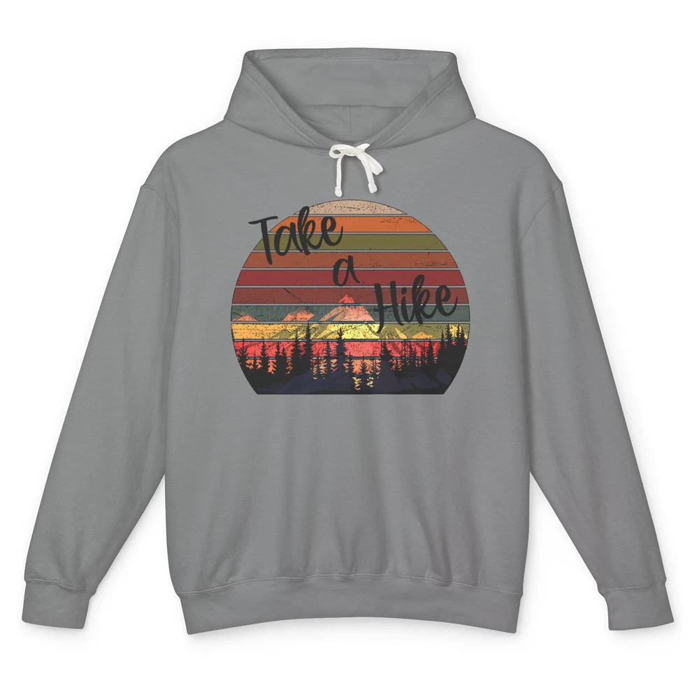 Vintage Take A Hike Sunset Hiker Hiking Camping Lover Gift Unisex Lightweight Hoodie