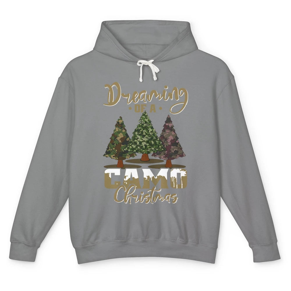 Christmas Tree Dreaming Of A Camo Christmas Veteran Gift Unisex Lightweight Hoodie