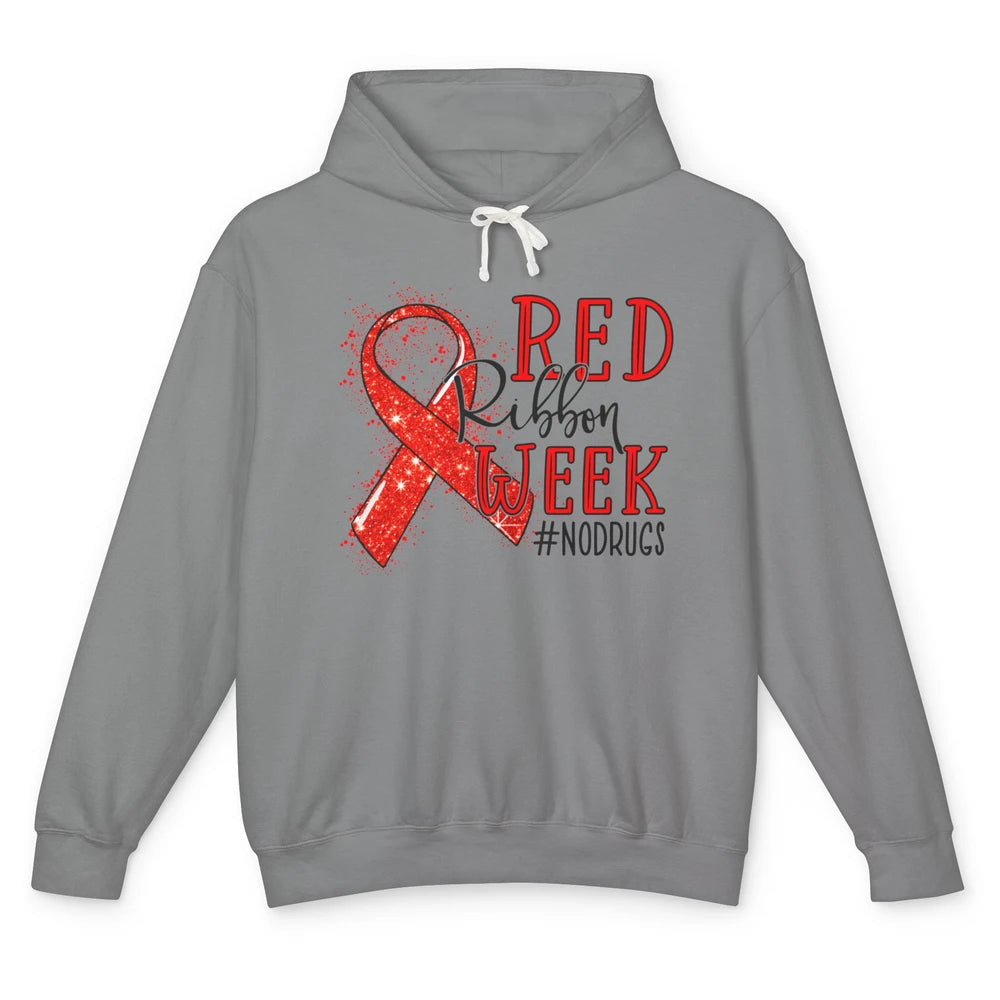 October Red Ribbon Week Awareness No Drugs Drug Free Unisex Lightweight Hoodie