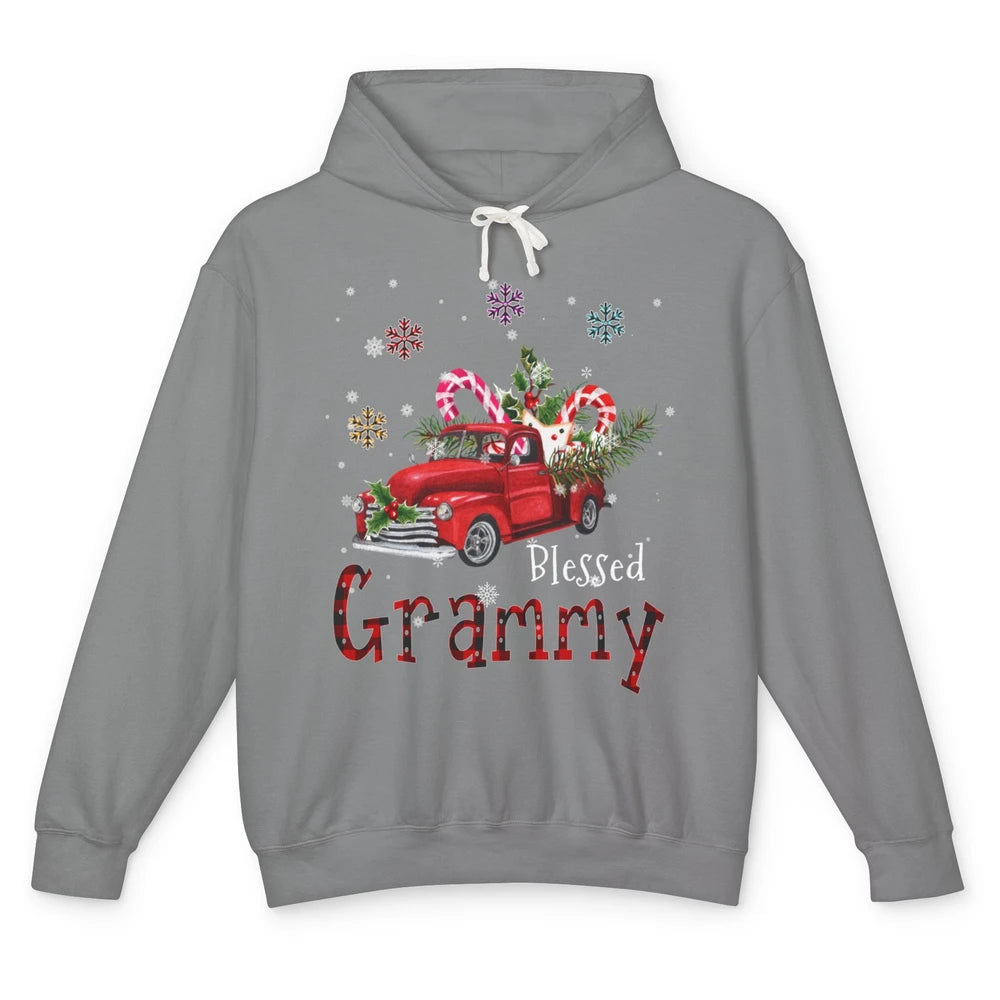 Merry Christmas Blessed Grammy Red Truck Xmas Grandma Retro Unisex Lightweight Hoodie