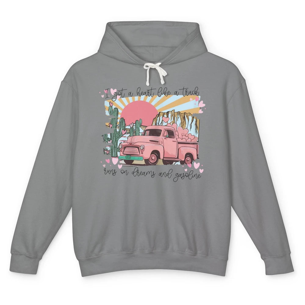 Western Sunset Cowgirl I Got Heart Like Truck Rodeo Cactus Unisex Lightweight Hoodie