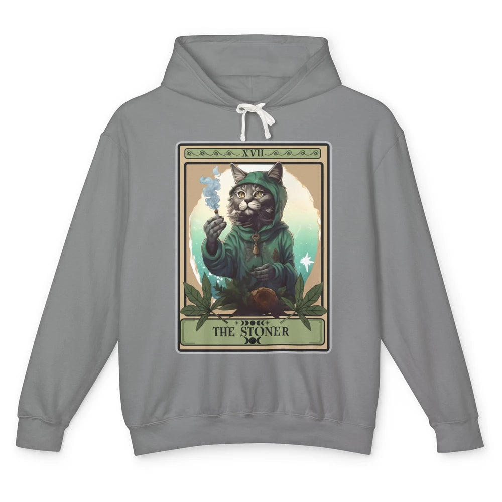 Vintage The Stoner Cat Tarot Card Weed Cannabis Marijuana Unisex Lightweight Hoodie