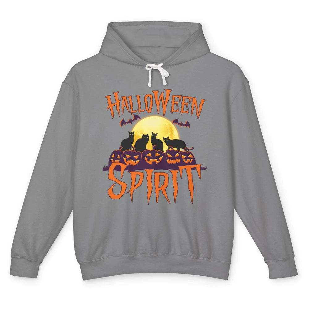 Black Cat Pumpkin Halloween Spirit Moon Night Cat Lover Gift Unisex Lightweight Hoodie