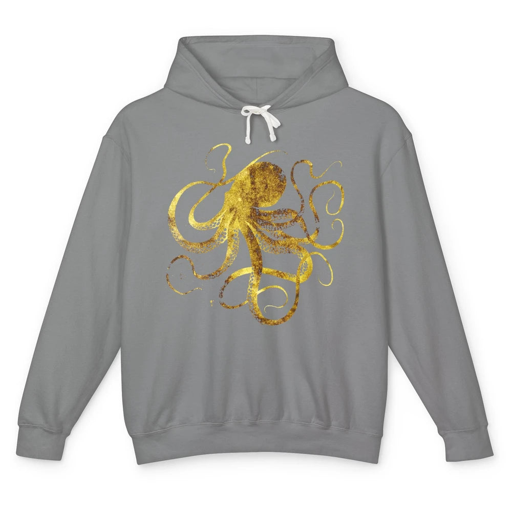 Squid Optical Illusion Octopus Japanese Calligraphy Gyotaku Unisex Lightweight Hoodie