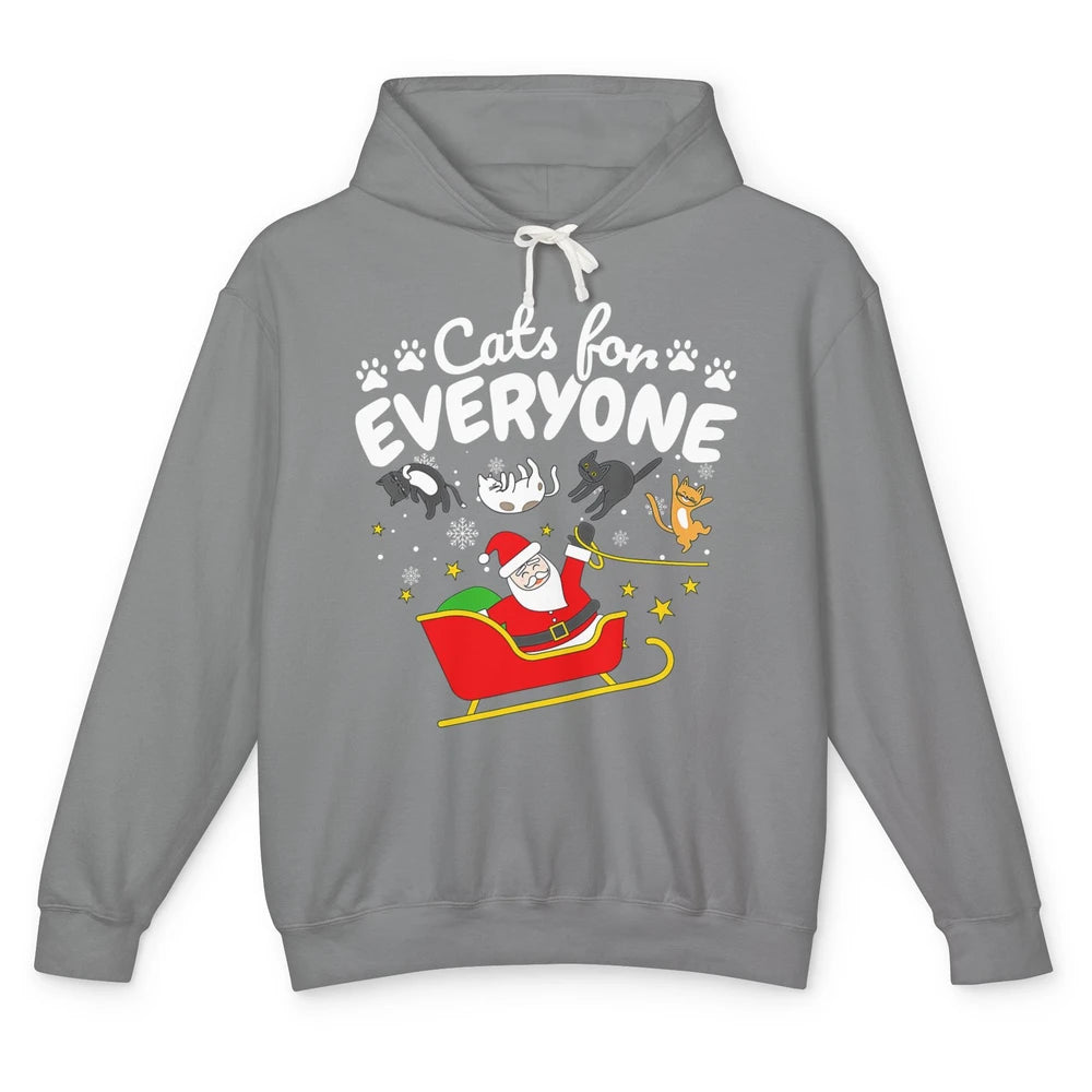 Merry Christmas Funny Cat For Everyone Santa Claus Reindeer Unisex Lightweight Hoodie