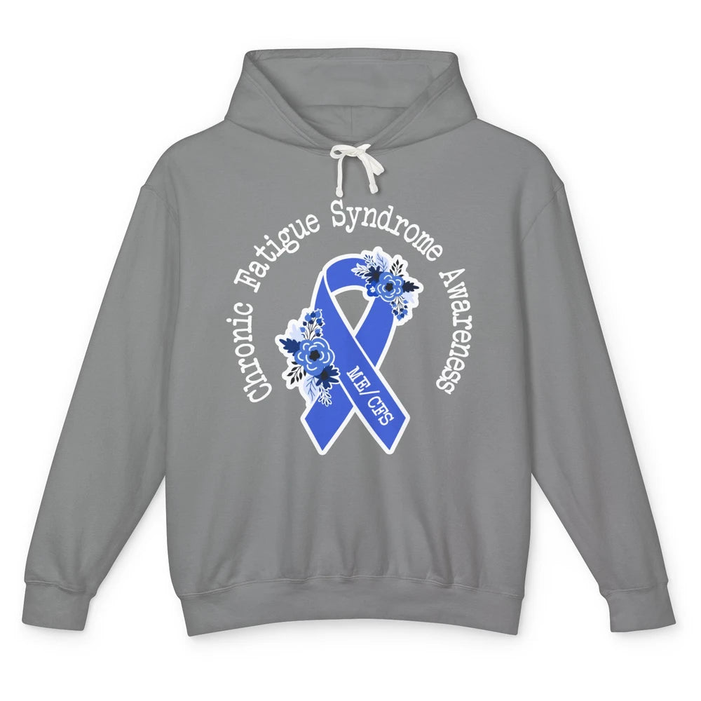 ME/CFS Chronic Fatigue Syndrome Awareness Floral Blue Ribbon Unisex Lightweight Hoodie