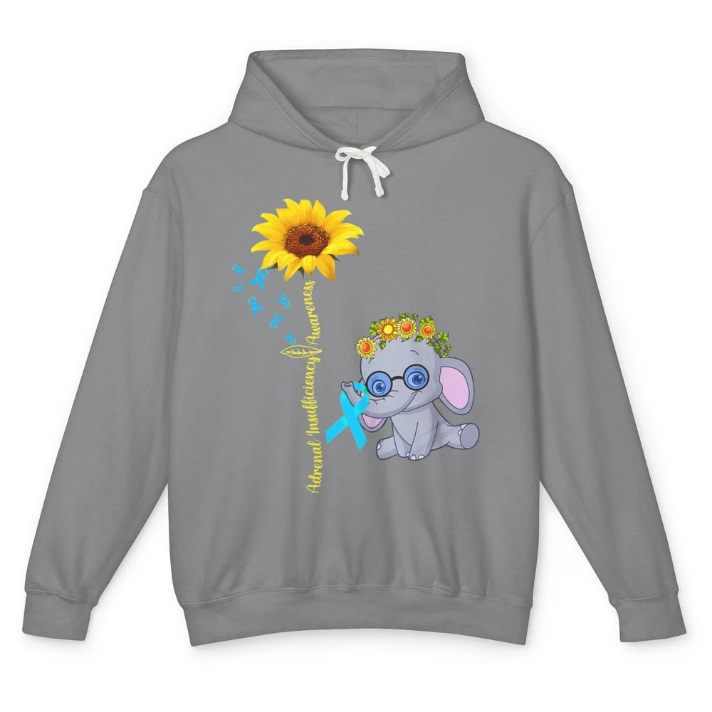 Adrenal Insufficiency Awareness Baby Elephant Sunflower Unisex Lightweight Hoodie